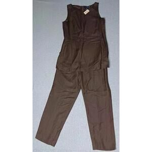 NWT! Ann Taylor Linen Blend Sleeveless Blouse And Pants Set Womens Size 8 Brown